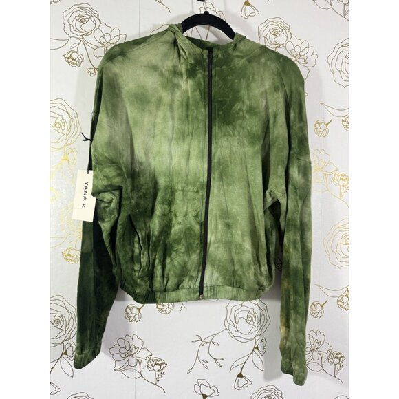 Yana  K Sweatshirt Sweater Medium Cropped Tie Dye green hoodie New $108   -  09 - Picture 1 of 6